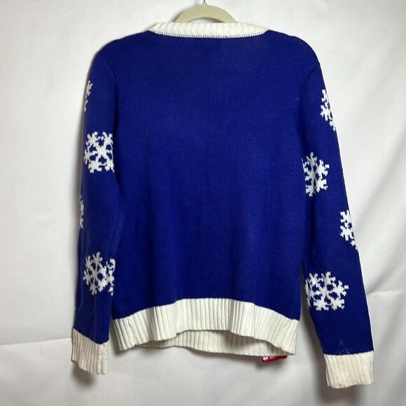 Joe boxer Blue Lama Holiday sequin ugly sweater -l - Picture 10 of 11